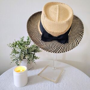 Elegant Tan and Black Women's Straw Hat